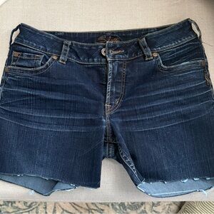 Silver Dark Blue Denim Shorts